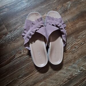 Vionic Azalea Leila Mauve suede leather lifestyle slide sandal size 8.5